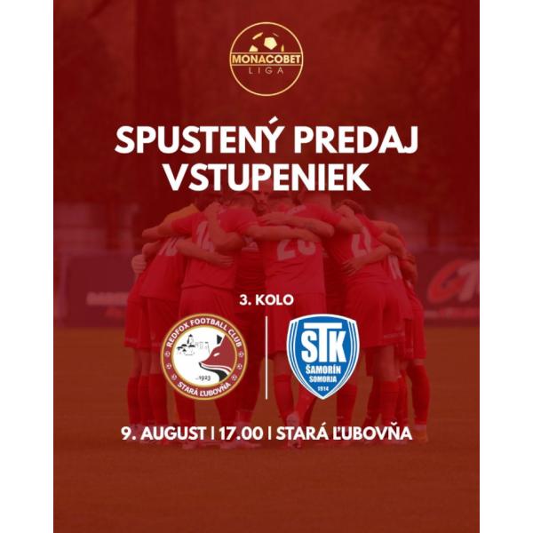 3. kolo MONACObet liga: Stará Ľubovňa Redfox Football Club vs. FC ŠTK 1914 Šamorín