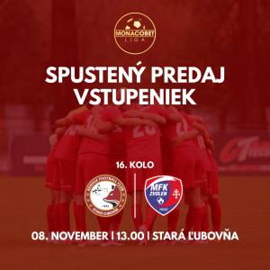 16. kolo MONACObet liga: Stará Ľubovňa Redfox Football Club vs. MFK Zvolen