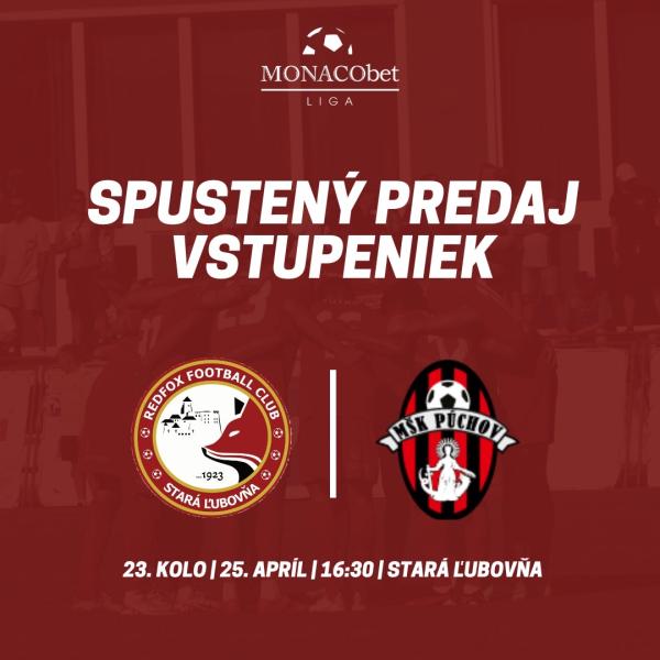 23. kolo MONACObet liga: Stará Ľubovňa Redfox Football Club vs. MŠK Púchov