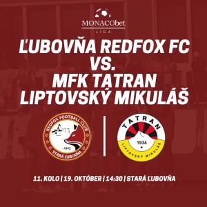 11. kolo MONACObet liga: Stará Ľubovňa Redfox Football Club vs. MFK Tatran Liptovský Mikuláš