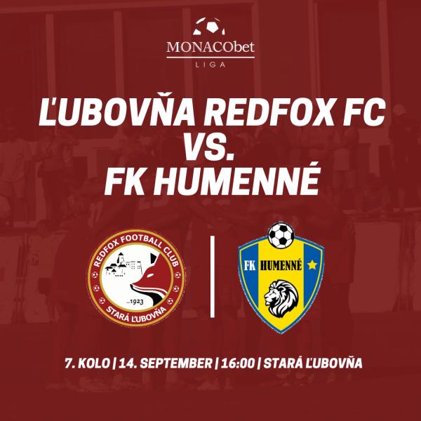 7. kolo MONACObet liga: Stará Ľubovňa Redfox Football Club vs. Futbalový klub Humenné s.r.o.