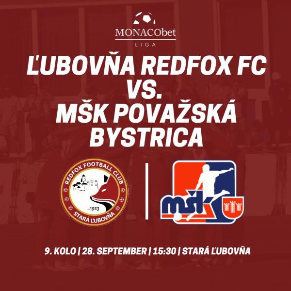 9. kolo MONACObet liga: Stará Ľubovňa Redfox Football Club vs. MŠK Považská Bystrica